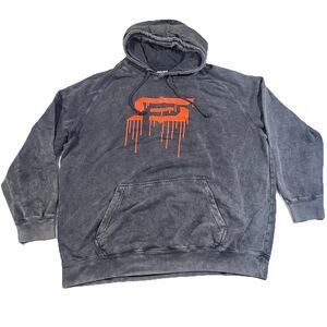 Bauer Hockey Acid Wash Gray Pullover Hoodie Orange Drip Logo Men's XL